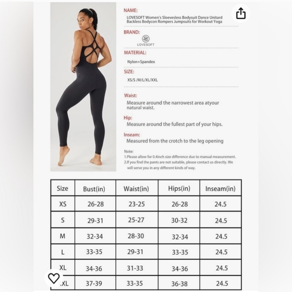 Lovesoft Yoga Workout Backless Bodysuit Dance Unitard Jumpsuit Gym Black XXL - Picture 4 of 13